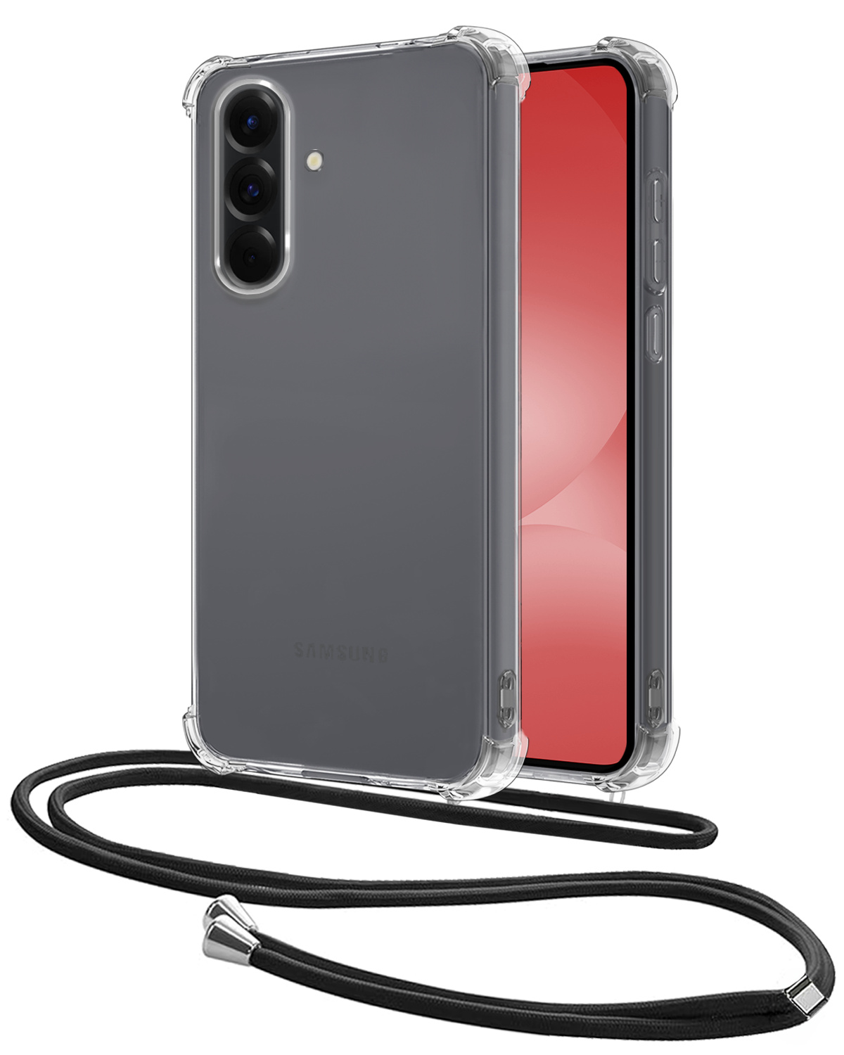 NoXx NoXx Samsung Galaxy A56 Hoesje Transparant Shockproof Met Zwart Koord
