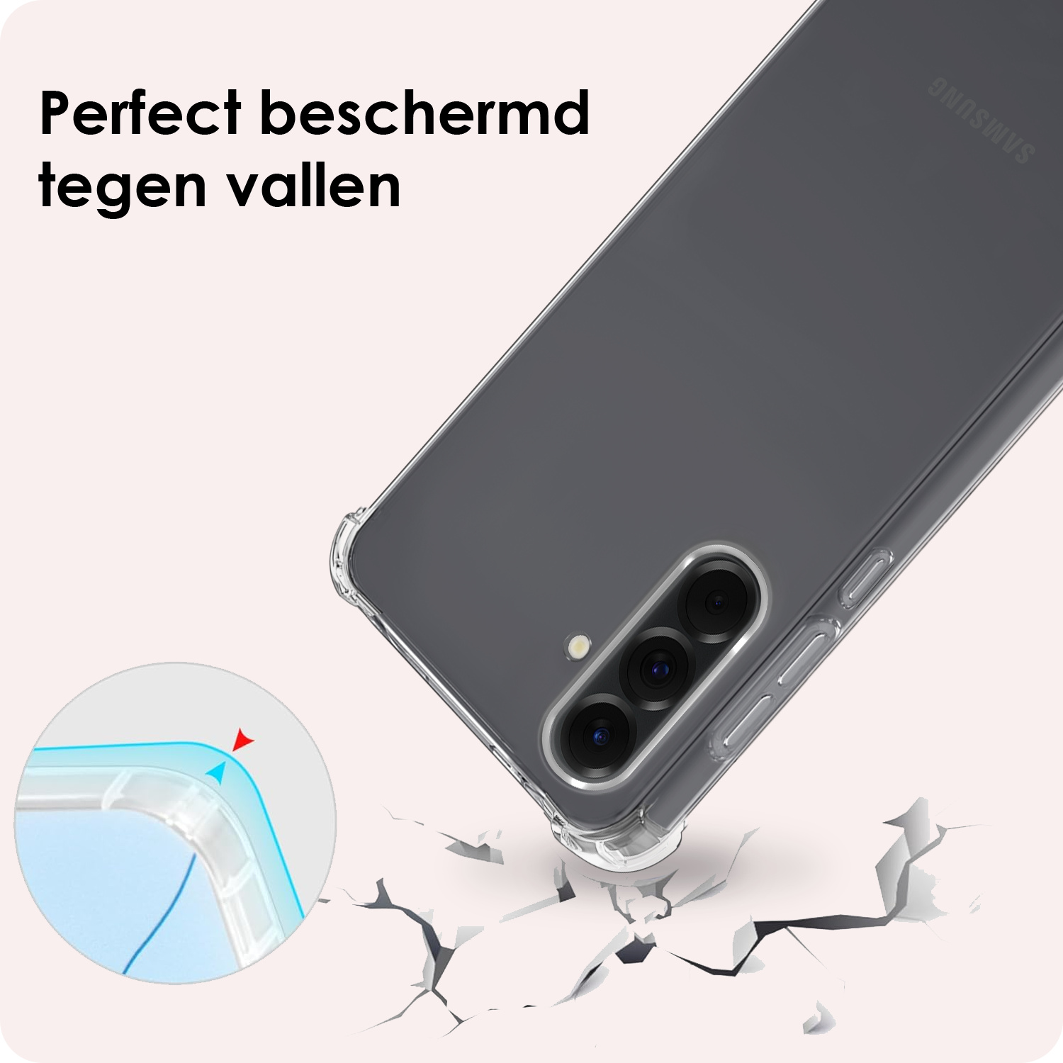NoXx NoXx Samsung Galaxy A56 Hoesje Transparant Shockproof Met Zwart Koord