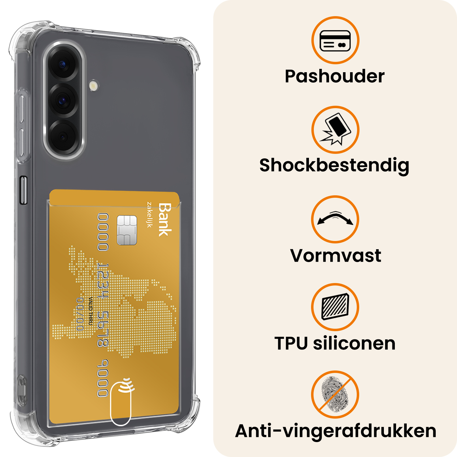 Nomfy Nomfy Samsung Galaxy A26 Hoesje Pashouder Met 2x Screenprotector