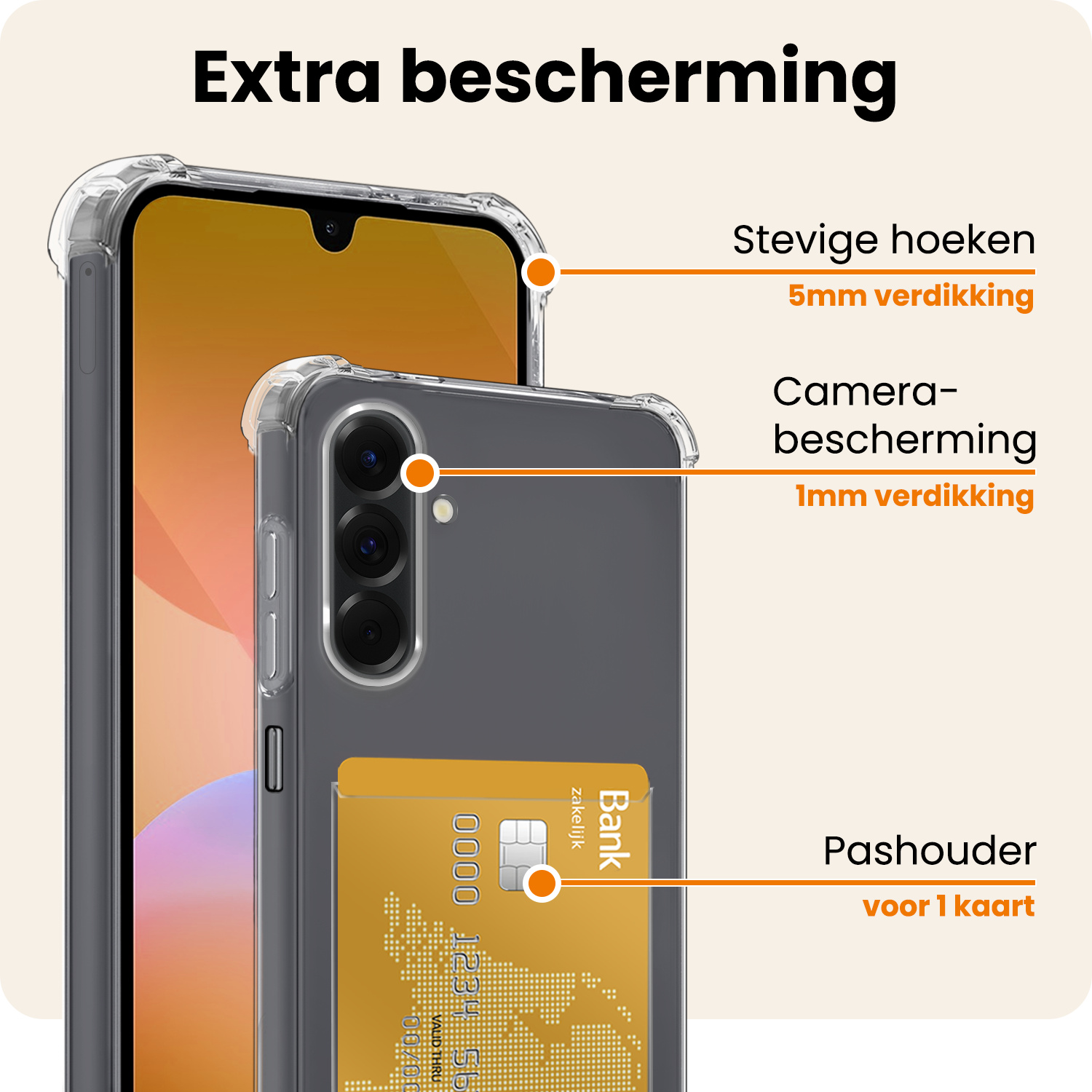 Nomfy Nomfy Samsung Galaxy A26 Hoesje Pashouder Met 2x Screenprotector