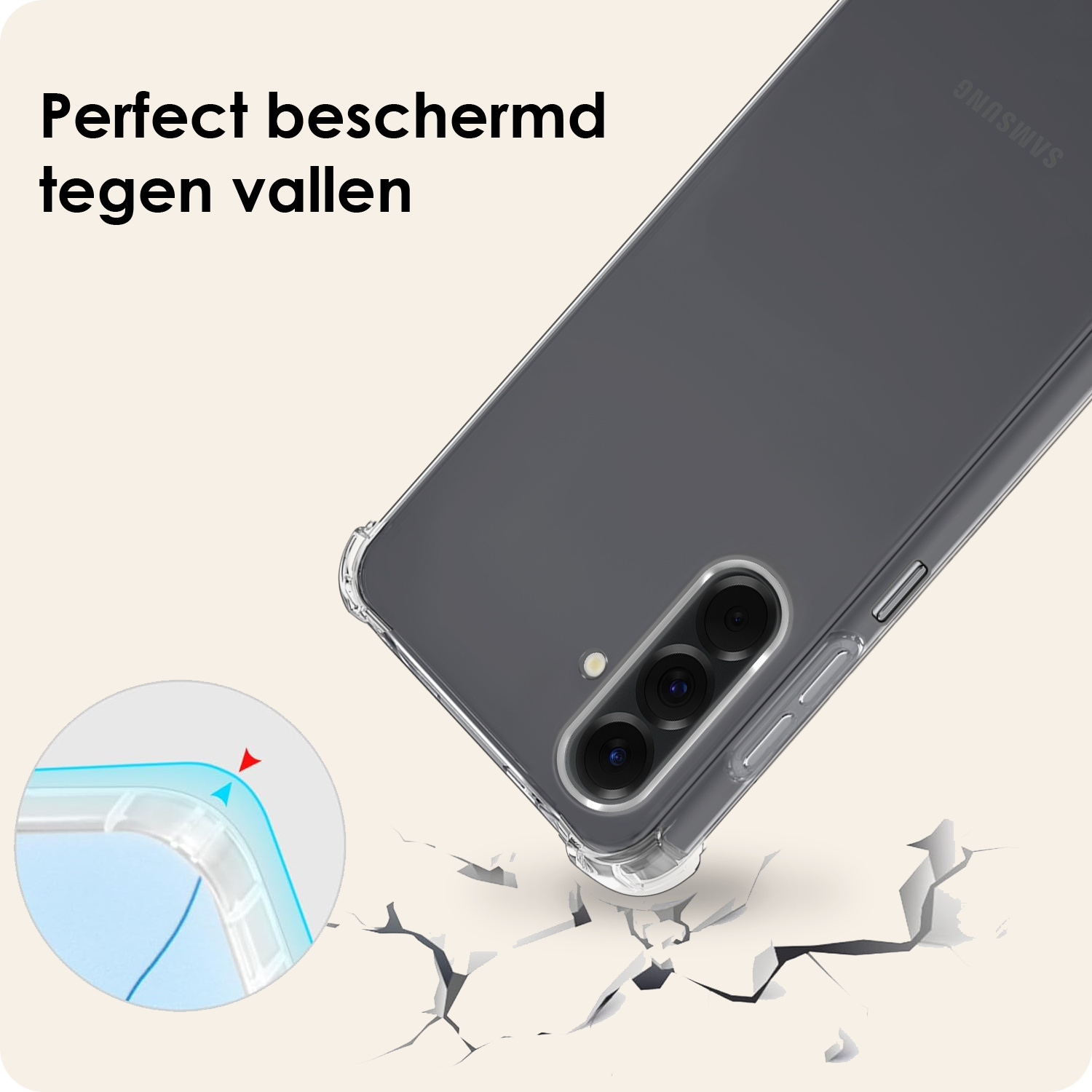 Nomfy Nomfy Samsung Galaxy A26 Hoesje Transparant Shockproof Met Zwart Koord