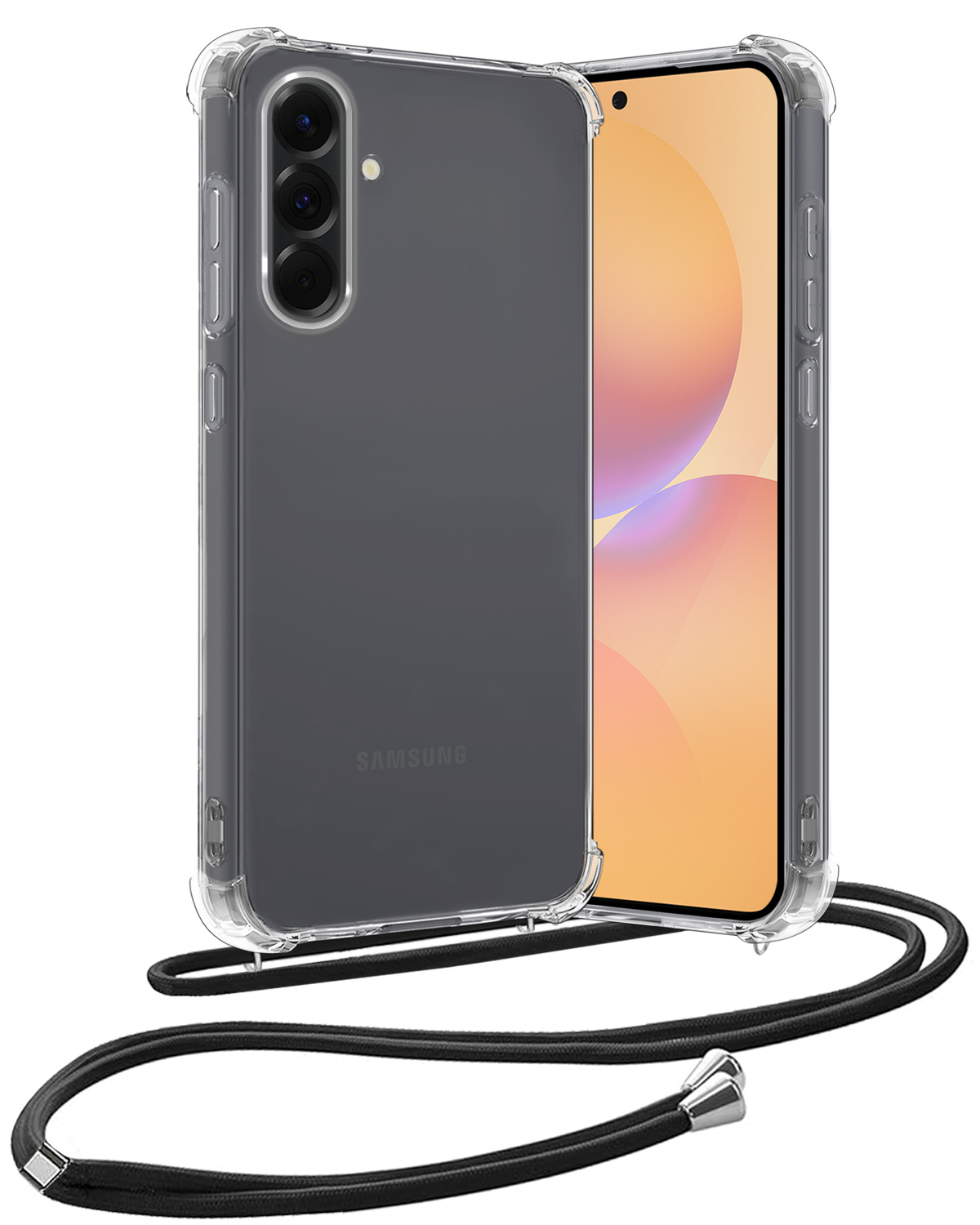 Nomfy Nomfy Samsung Galaxy A36 Hoesje Transparant Shockproof Met Zwart Koord