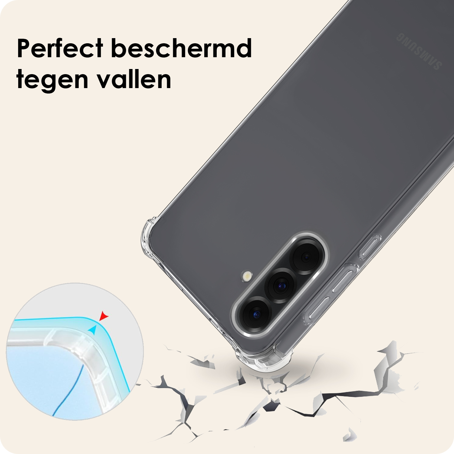 Nomfy Nomfy Samsung Galaxy A36 Hoesje Transparant Shockproof Met Zwart Koord