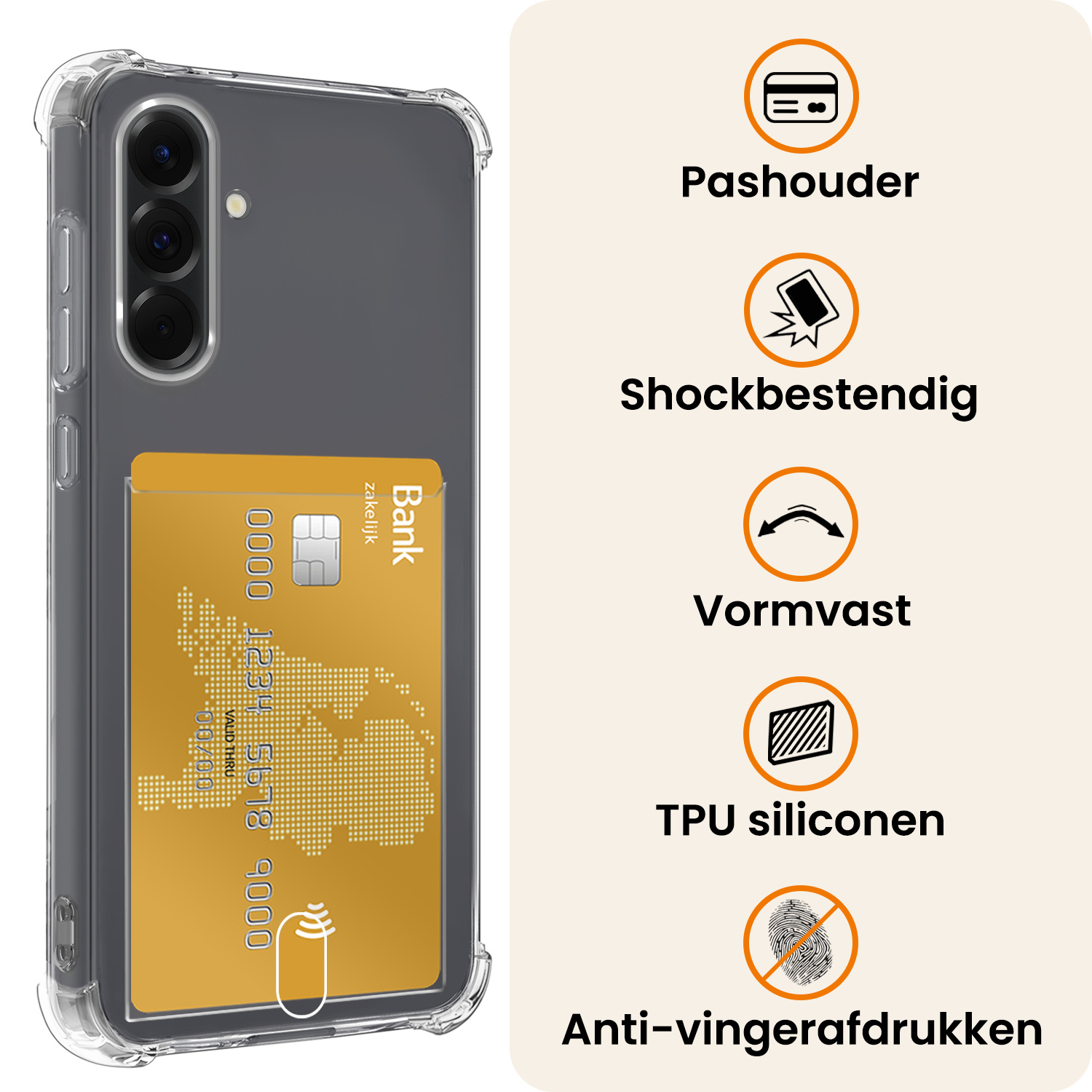 Nomfy Nomfy Samsung Galaxy A56 Hoesje Pashouder Met Screenprotector