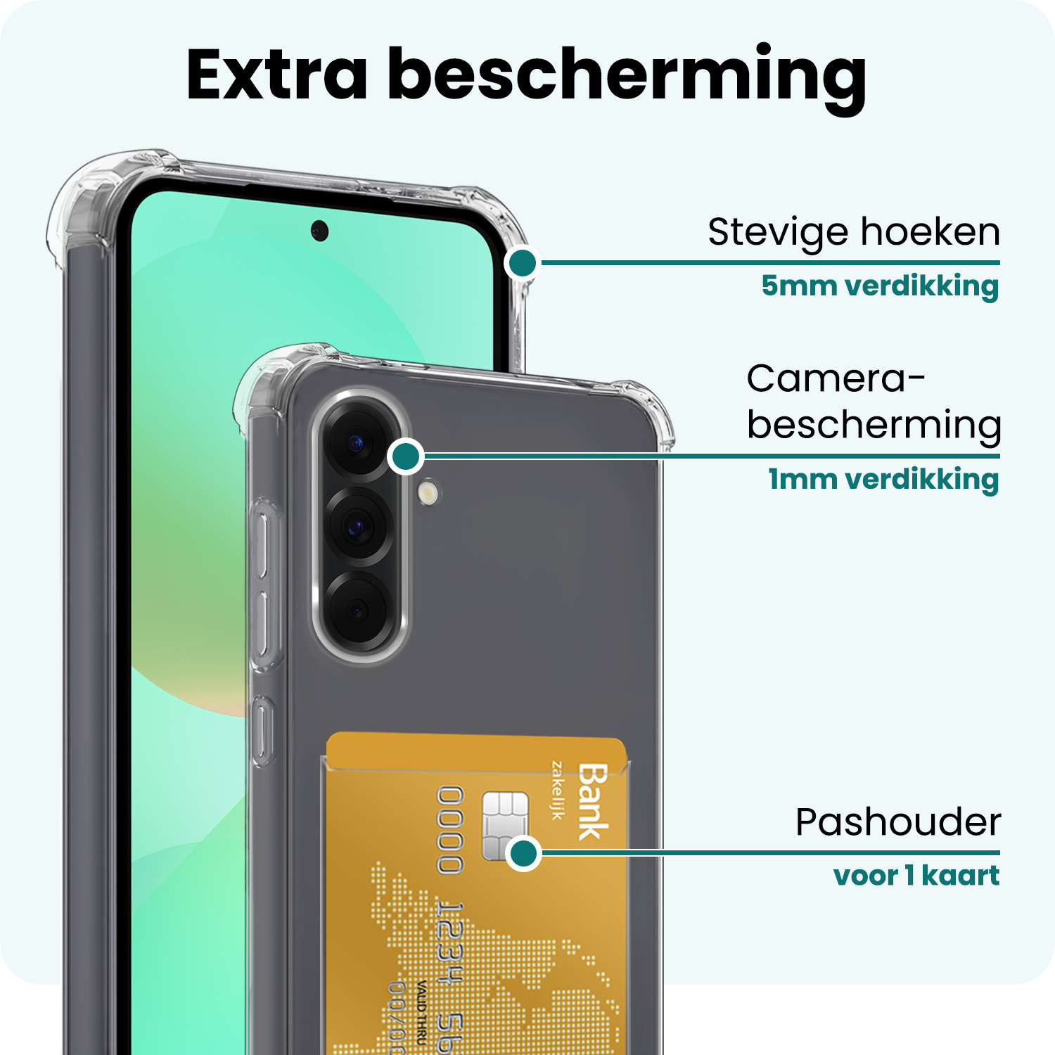Forterra Forterra Samsung Galaxy A36 Hoesje Pashouder Met 2x Screenprotector