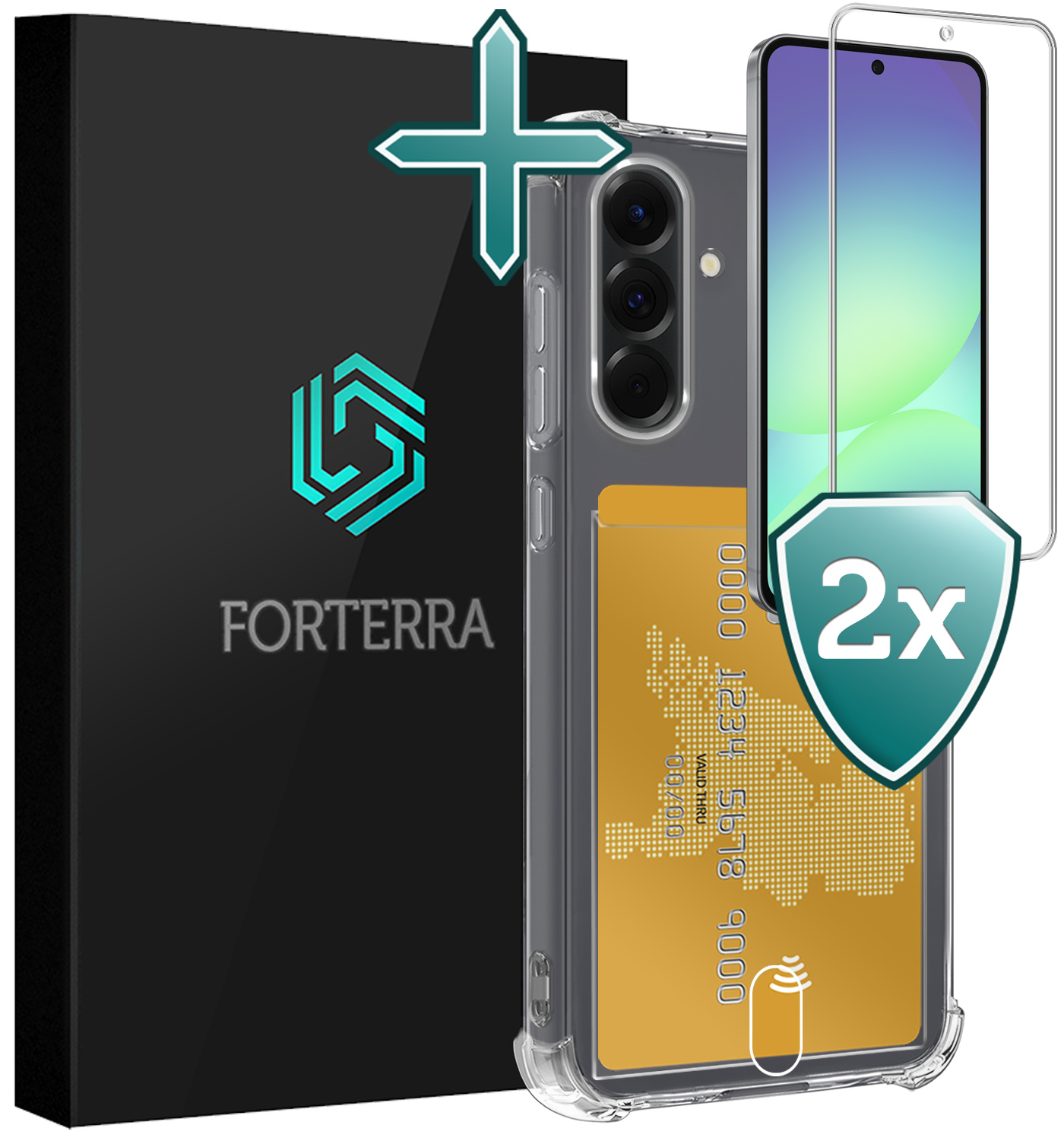 Forterra Forterra Samsung Galaxy A56 Hoesje Pashouder Met 2x Screenprotector