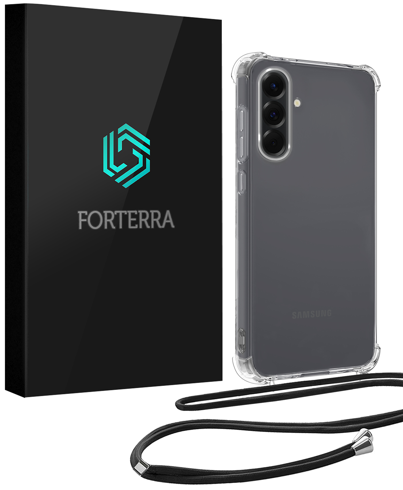 Forterra Forterra Samsung Galaxy A56 Hoesje Transparant Shockproof Met Zwart Koord