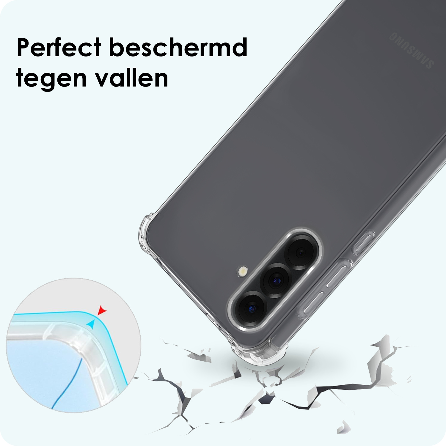 Forterra Forterra Samsung Galaxy A56 Hoesje Transparant Shockproof Met Zwart Koord