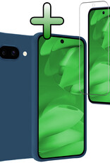 BASEY. BASEY. Google Pixel 9a Hoesje Siliconen Met Screenprotector - Donkerblauw