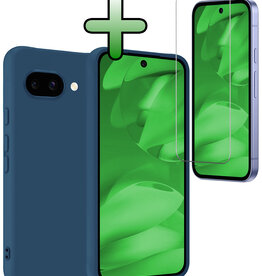 BASEY. BASEY. Google Pixel 9a Hoesje Siliconen Met Screenprotector - Donkerblauw