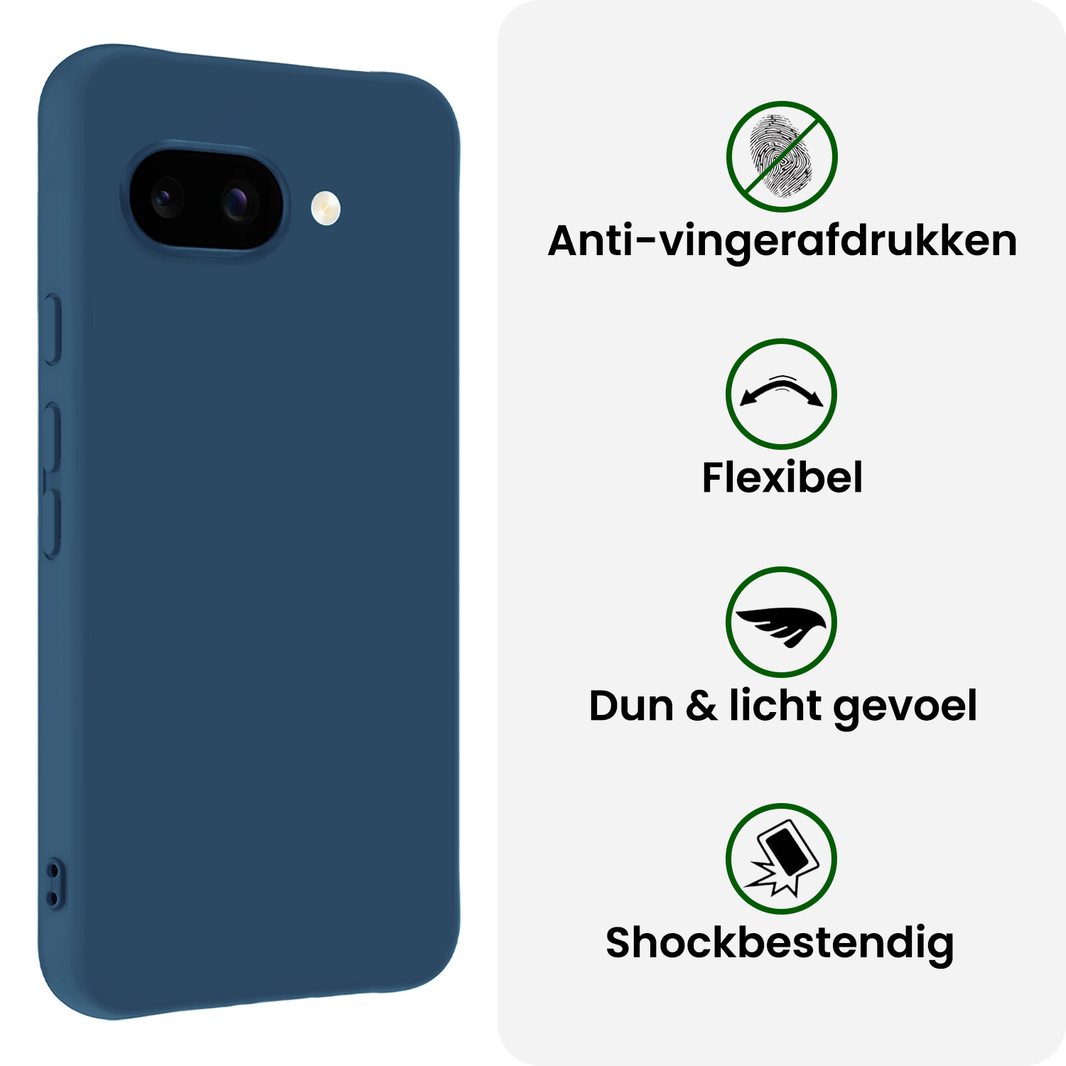 BASEY. BASEY. Google Pixel 9a Hoesje Siliconen Met Screenprotector - Donkerblauw