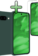 BASEY. BASEY. Google Pixel 9a Hoesje Siliconen Met Screenprotector - Donkergroen