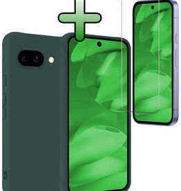 BASEY. BASEY. Google Pixel 9a Hoesje Siliconen Met Screenprotector - Donkergroen