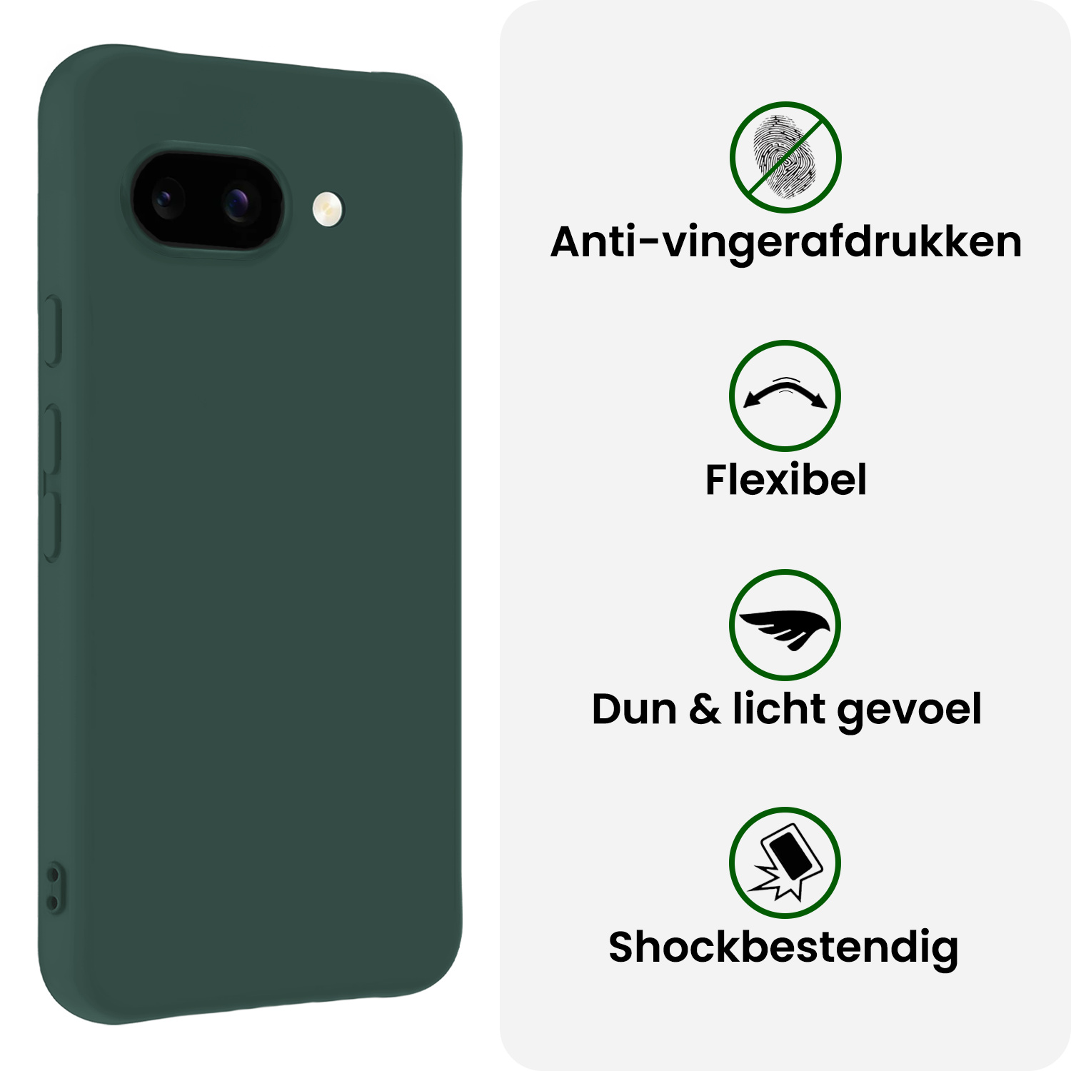 BASEY. BASEY. Google Pixel 9a Hoesje Siliconen Met Screenprotector - Donkergroen