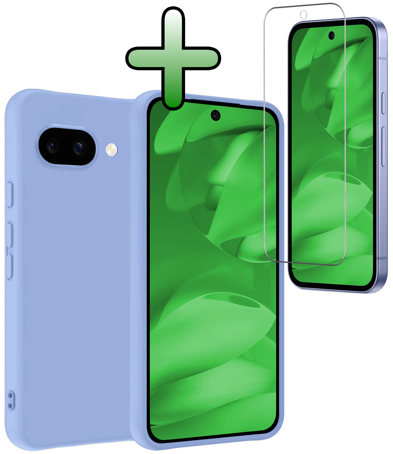 BASEY. BASEY. Google Pixel 9a Hoesje Siliconen Met Screenprotector - Lichtblauw