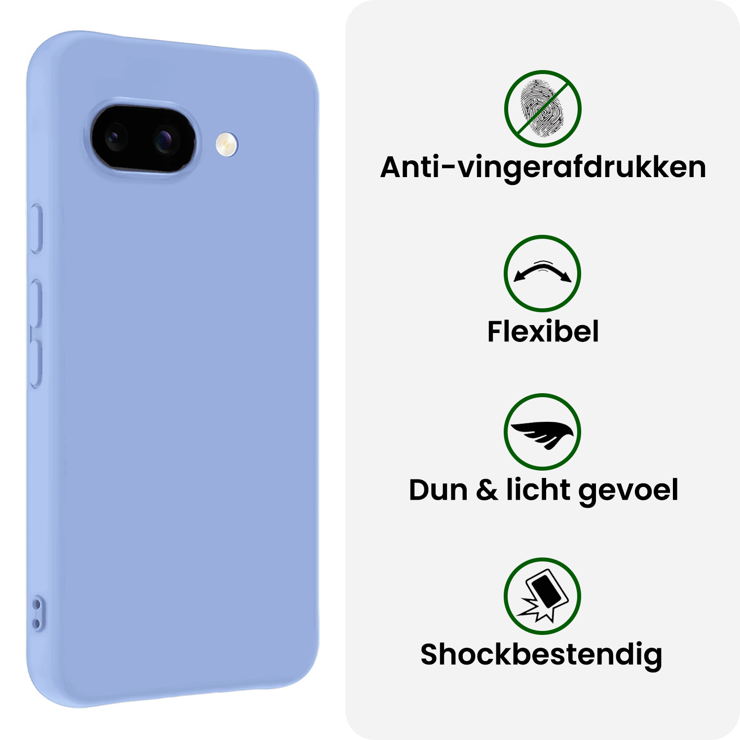BASEY. BASEY. Google Pixel 9a Hoesje Siliconen Met Screenprotector - Lichtblauw