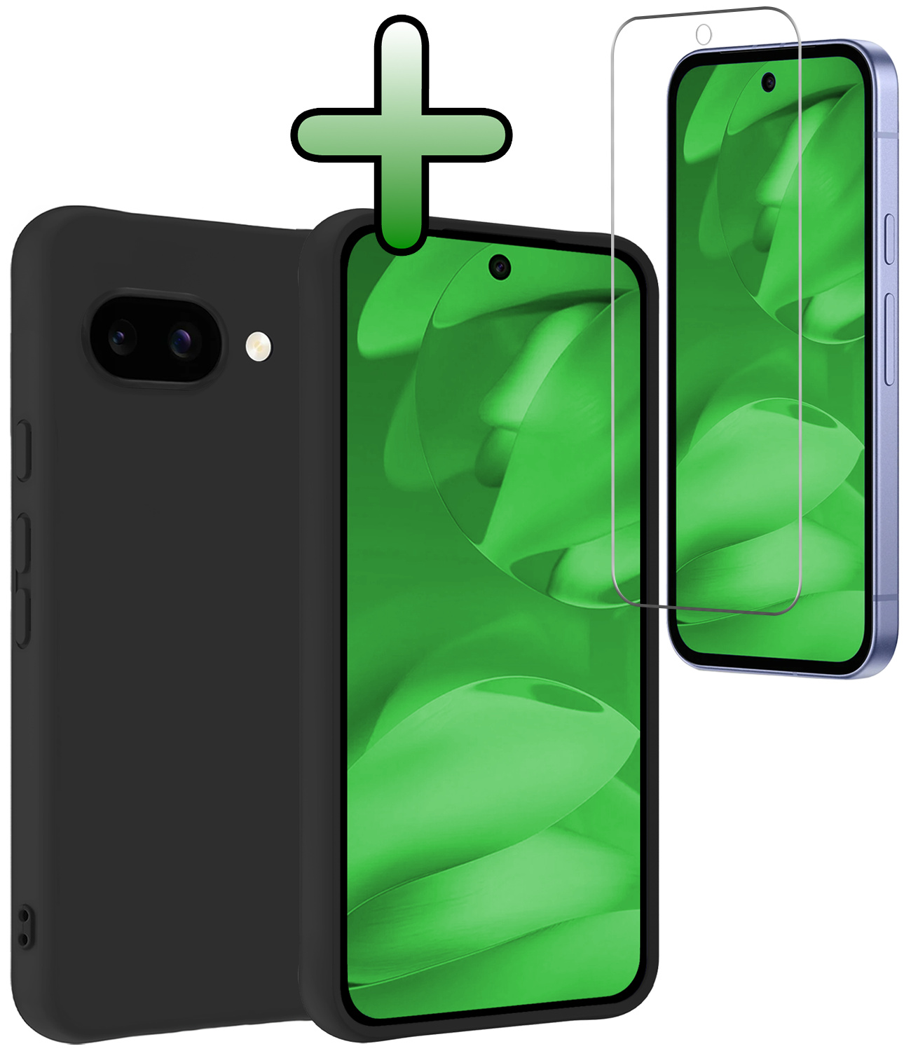 BASEY. BASEY. Google Pixel 9a Hoesje Siliconen Met Screenprotector - Zwart