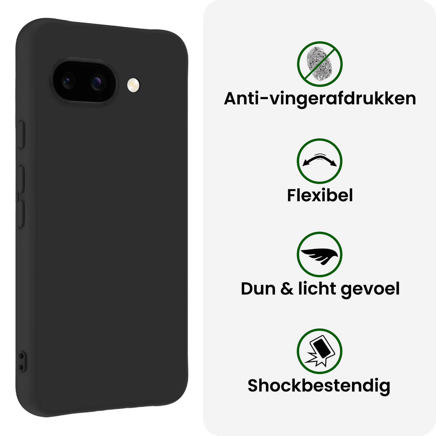 BASEY. BASEY. Google Pixel 9a Hoesje Siliconen Met Screenprotector - Zwart
