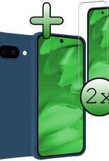 BASEY. BASEY. Google Pixel 9a Hoesje Siliconen Met 2x Screenprotector - Donkerblauw