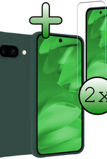 BASEY. BASEY. Google Pixel 9a Hoesje Siliconen Met 2x Screenprotector - Donkergroen