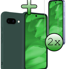 BASEY. BASEY. Google Pixel 9a Hoesje Siliconen Met 2x Screenprotector - Donkergroen