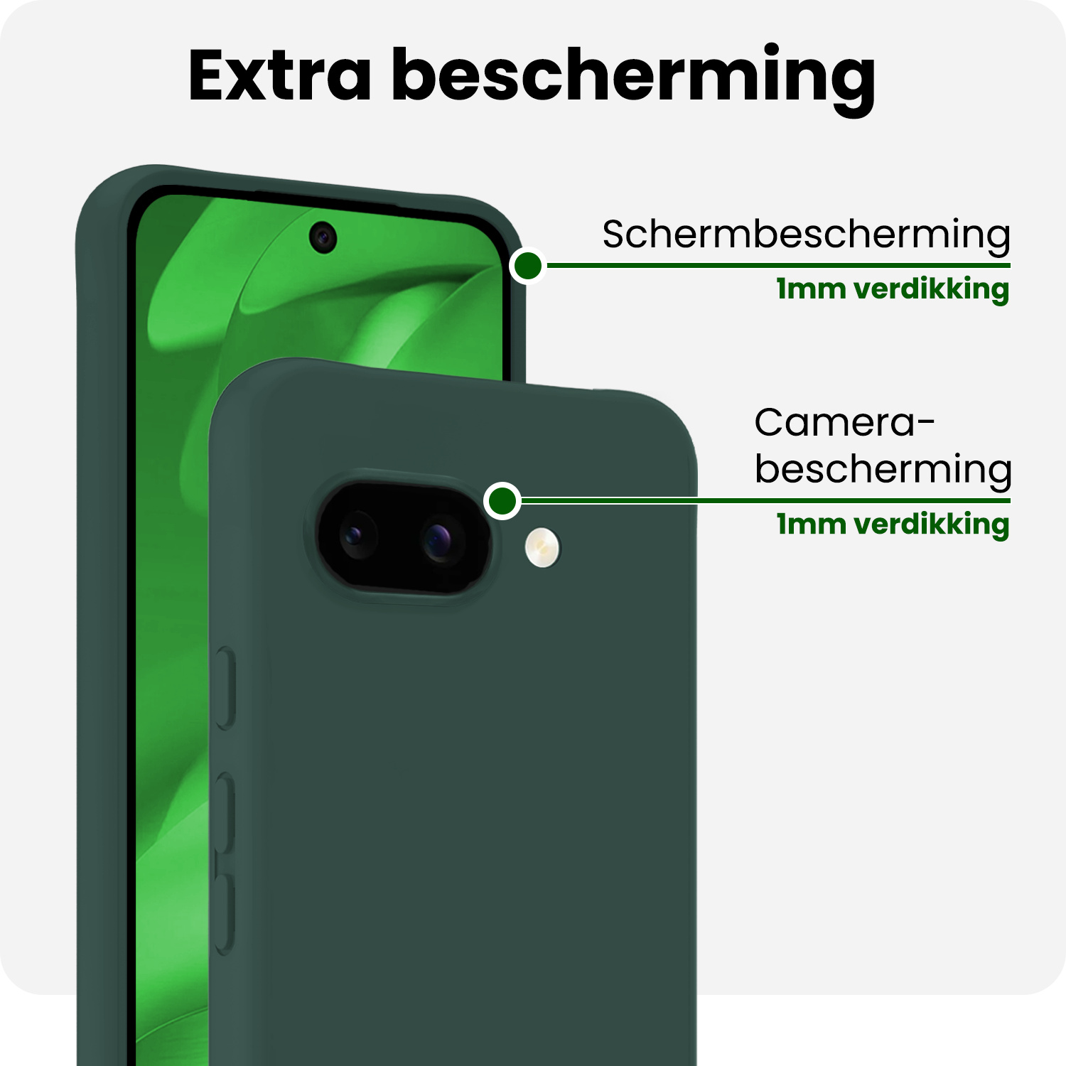 BASEY. BASEY. Google Pixel 9a Hoesje Siliconen Met 2x Screenprotector - Donkergroen