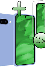 BASEY. BASEY. Google Pixel 9a Hoesje Siliconen Met 2x Screenprotector - Lichtblauw