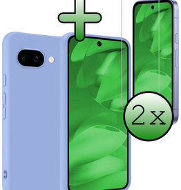 BASEY. BASEY. Google Pixel 9a Hoesje Siliconen Met 2x Screenprotector - Lichtblauw