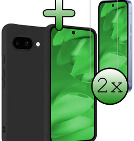 BASEY. BASEY. Google Pixel 9a Hoesje Siliconen Met 2x Screenprotector - Zwart