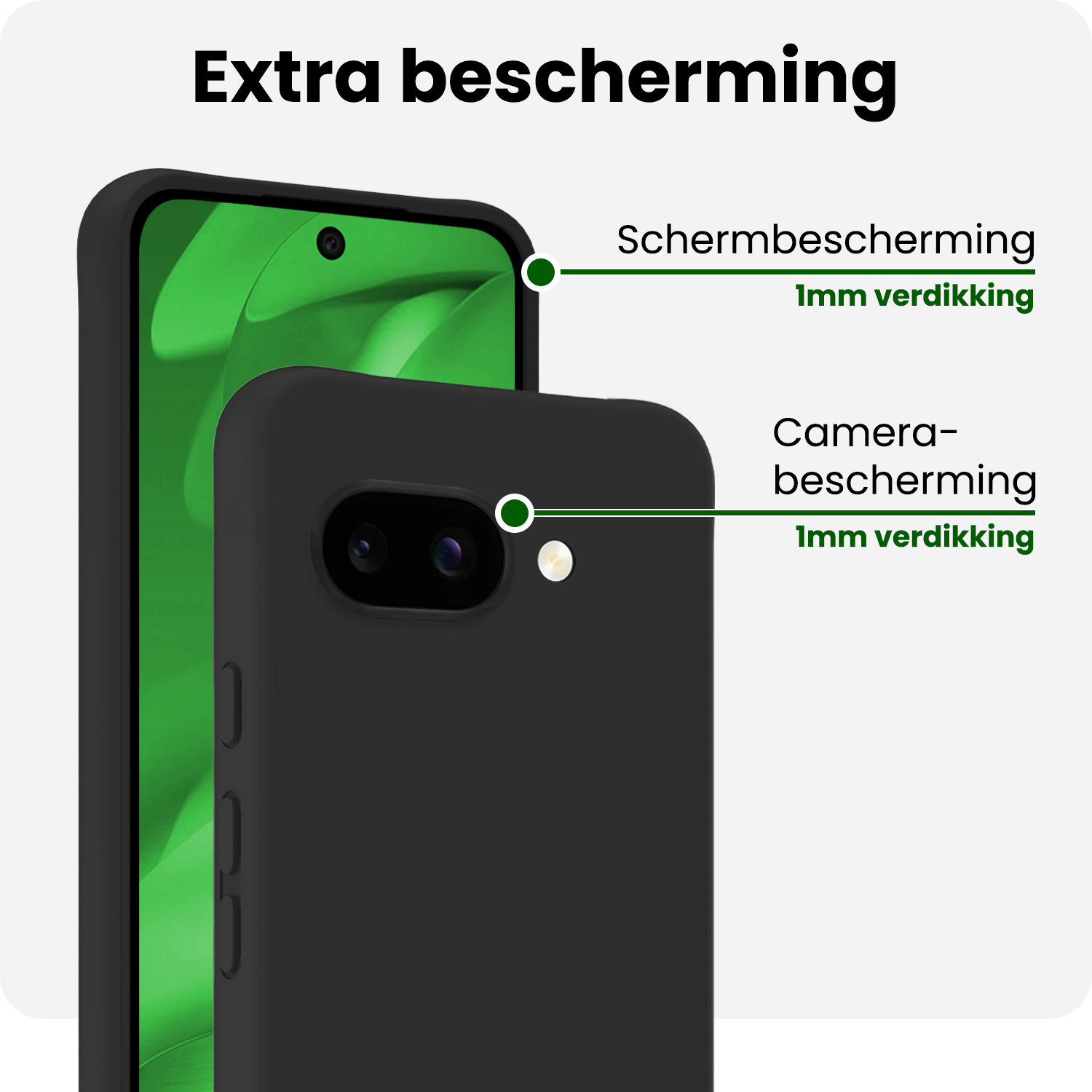 BASEY. BASEY. Google Pixel 9a Hoesje Siliconen Met 2x Screenprotector - Zwart