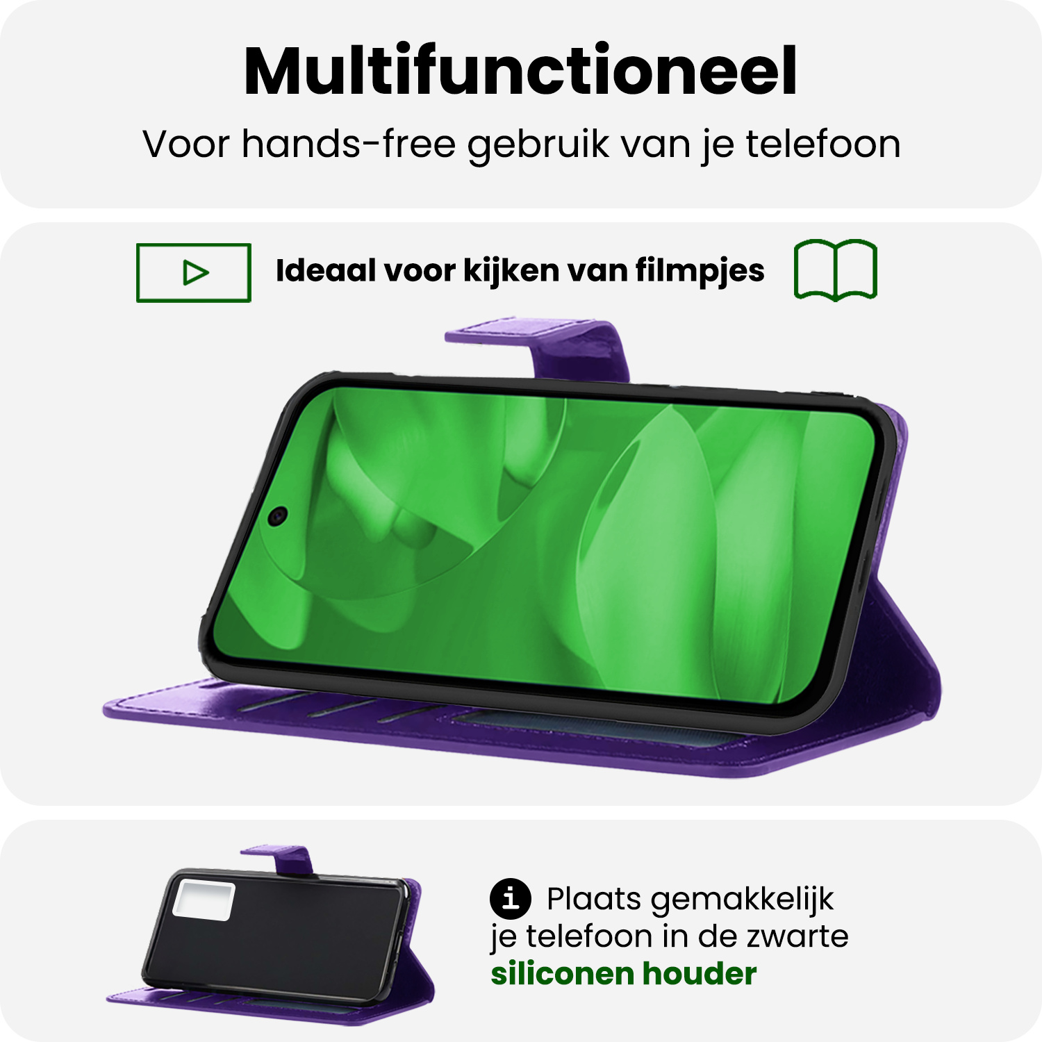 BASEY. BASEY. Google Pixel 9a Hoesje Bookcase - Paars