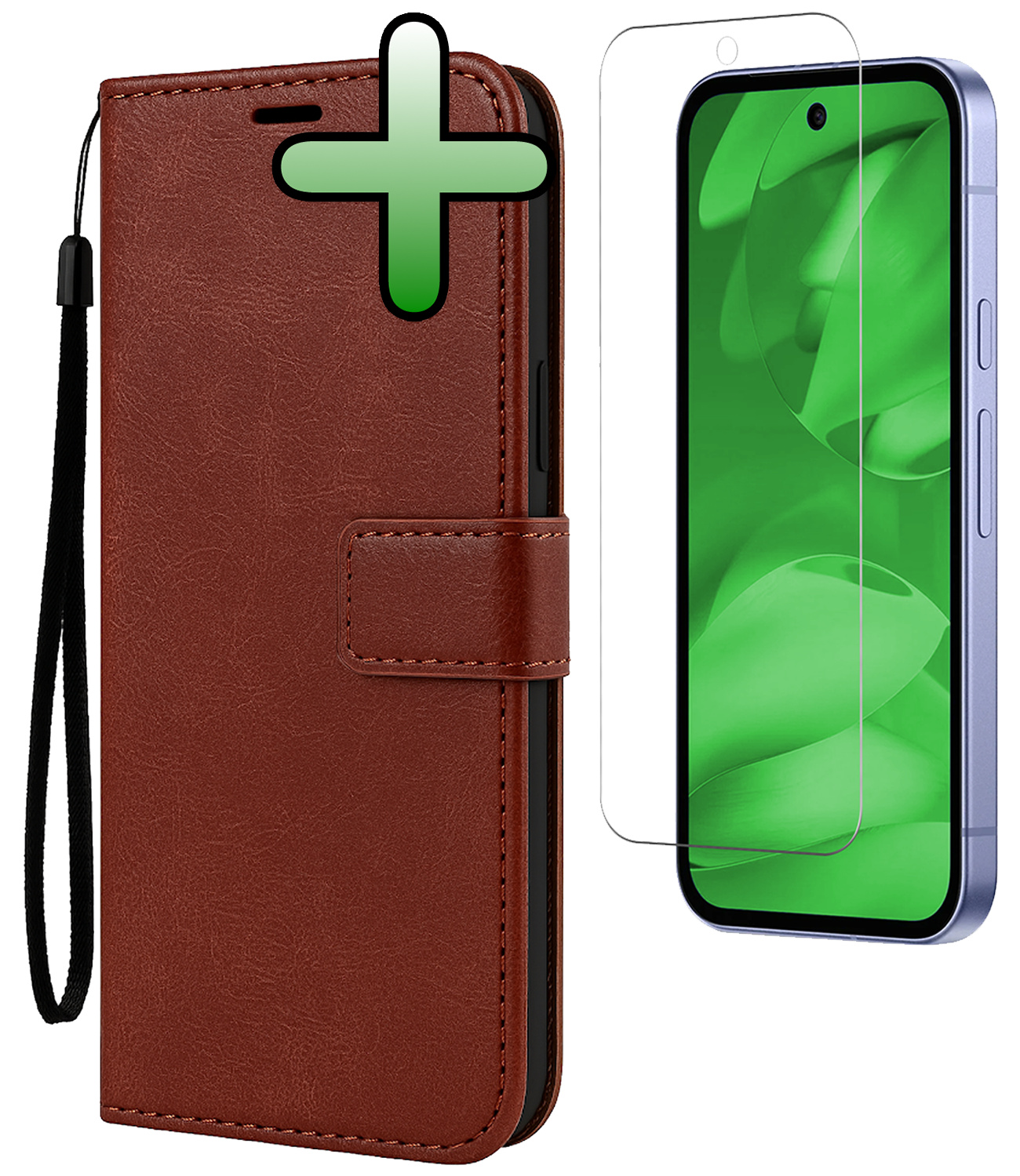 BASEY. BASEY. Google Pixel 9a Hoesje Bookcase Met Screenprotector - Bruin