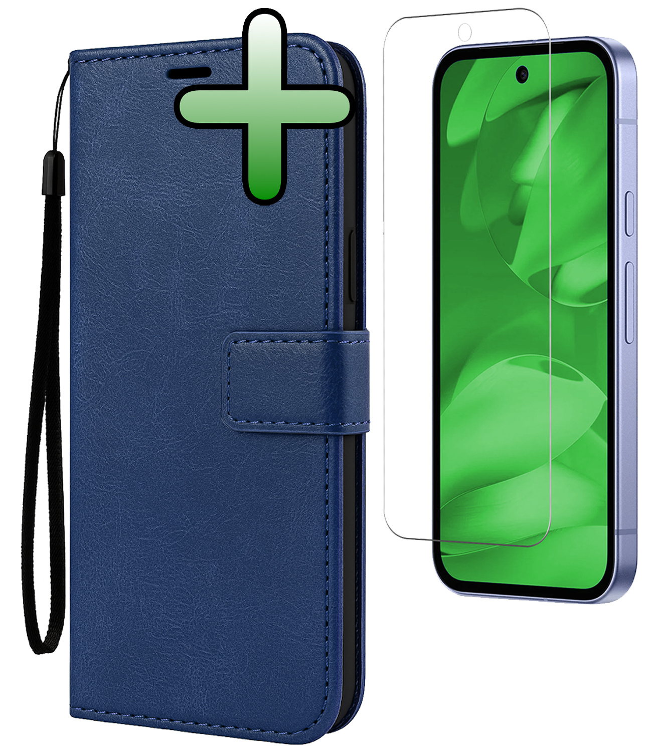 BASEY. BASEY. Google Pixel 9a Hoesje Bookcase Met Screenprotector - Donkerblauw