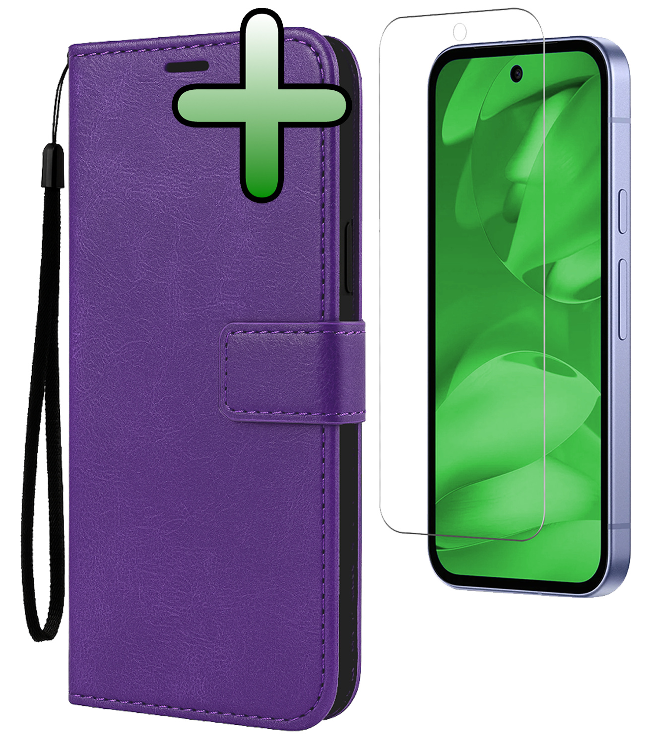 BASEY. BASEY. Google Pixel 9a Hoesje Bookcase Met Screenprotector - Paars