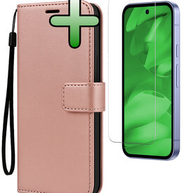 BASEY. BASEY. Google Pixel 9a Hoesje Bookcase Met Screenprotector - Rose Goud