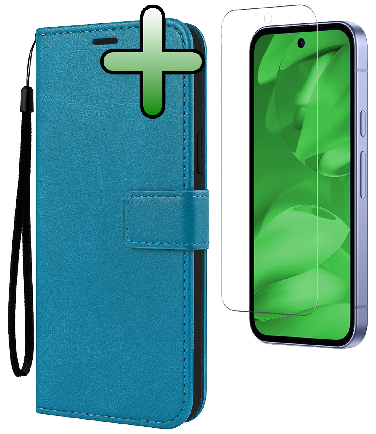 BASEY. BASEY. Google Pixel 9a Hoesje Bookcase Met Screenprotector - Turquoise