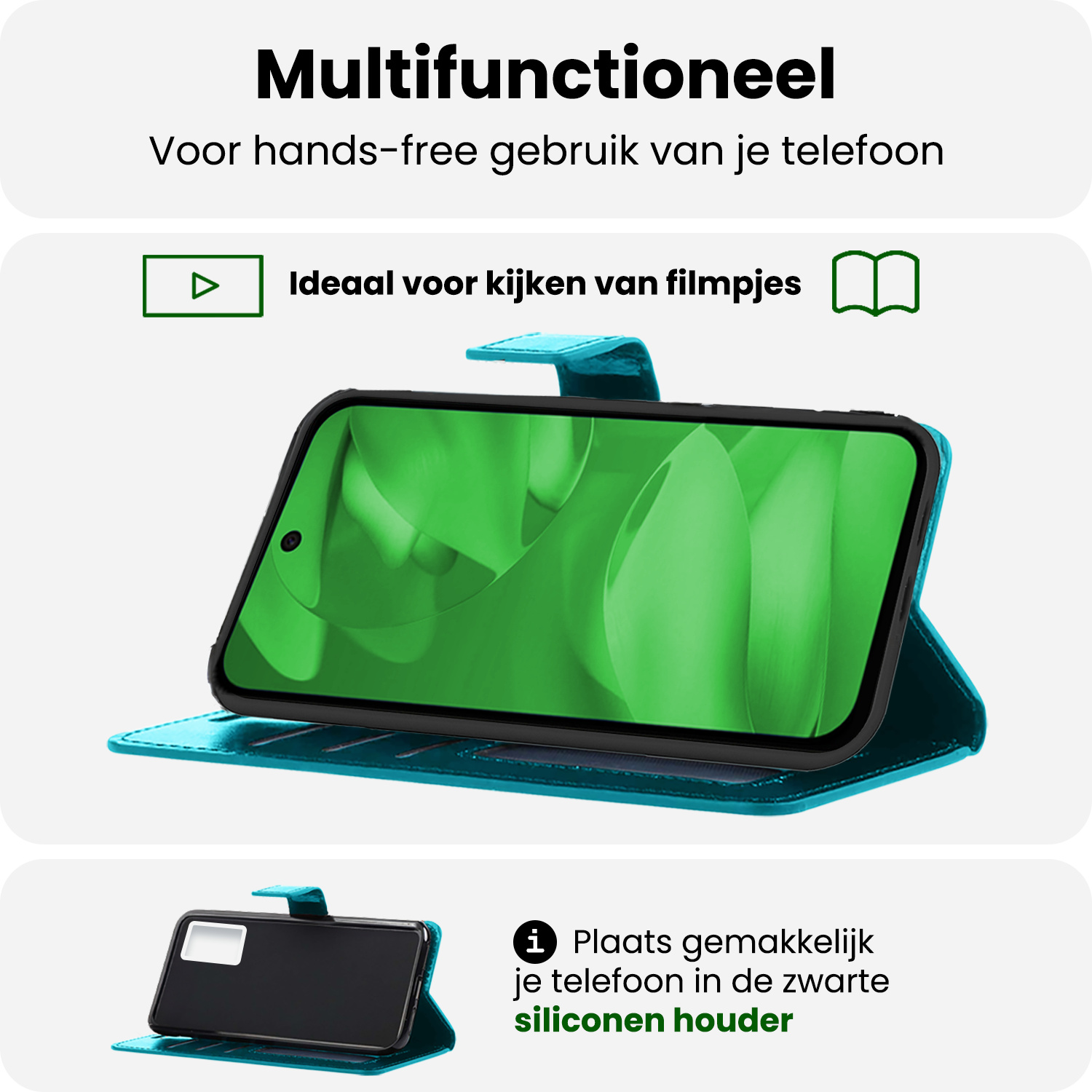 BASEY. BASEY. Google Pixel 9a Hoesje Bookcase Met Screenprotector - Turquoise