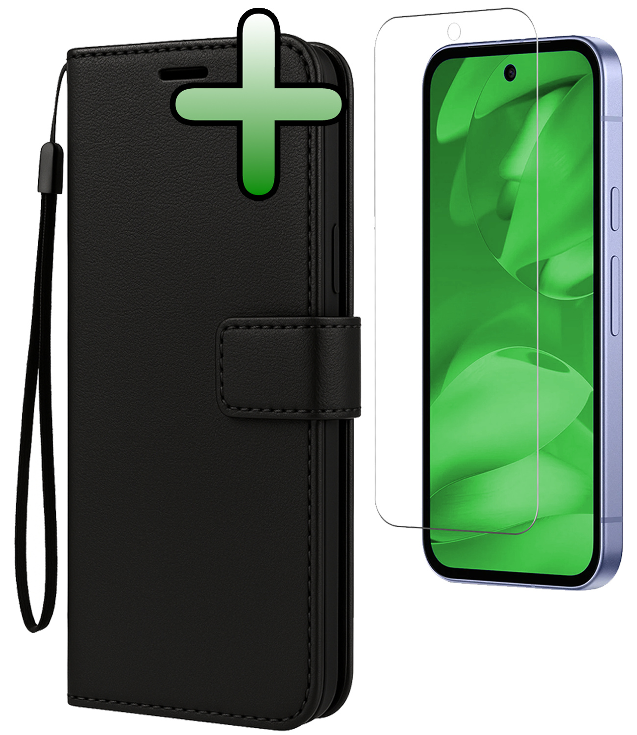 BASEY. BASEY. Google Pixel 9a Hoesje Bookcase Met Screenprotector - Zwart