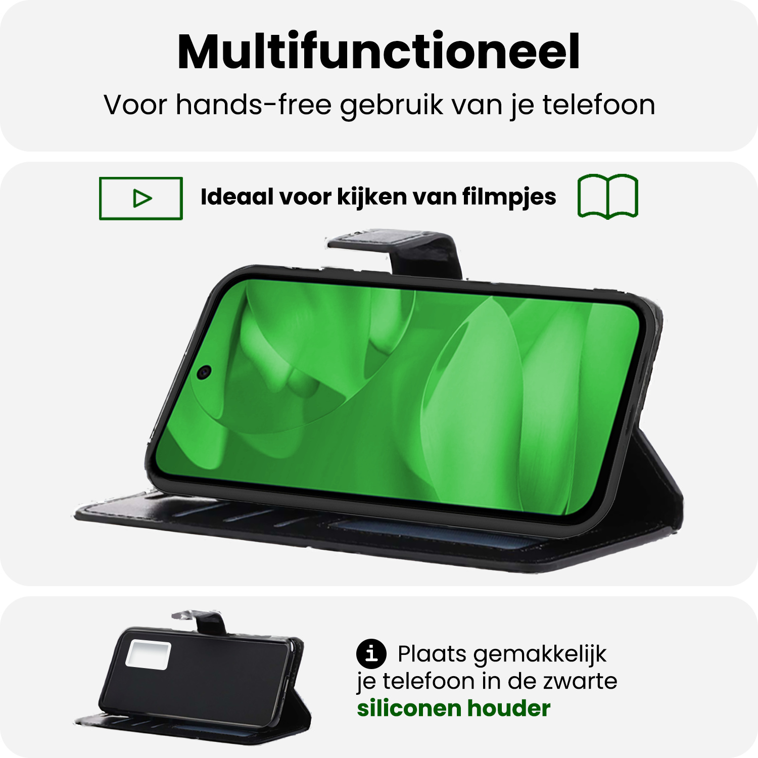 BASEY. BASEY. Google Pixel 9a Hoesje Bookcase Met Screenprotector - Zwart