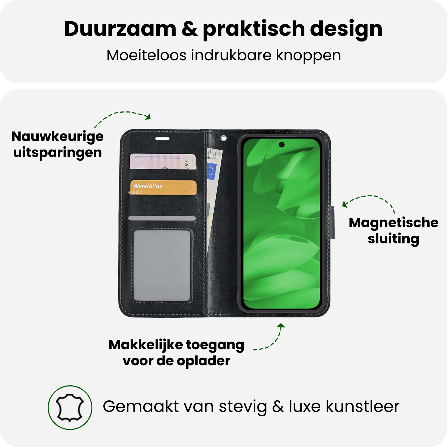 BASEY. BASEY. Google Pixel 9a Hoesje Bookcase Met Screenprotector - Zwart