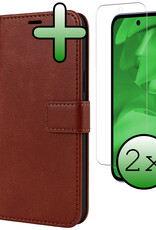 BASEY. BASEY. Google Pixel 9a Hoesje Bookcase Met 2x Screenprotector - Bruin