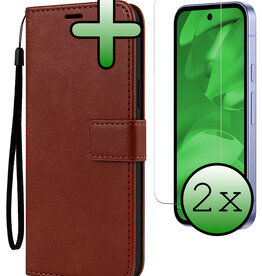 BASEY. BASEY. Google Pixel 9a Hoesje Bookcase Met 2x Screenprotector - Bruin