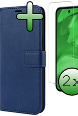 BASEY. BASEY. Google Pixel 9a Hoesje Bookcase Met 2x Screenprotector - Donkerblauw
