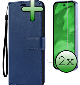 BASEY. BASEY. Google Pixel 9a Hoesje Bookcase Met 2x Screenprotector - Donkerblauw