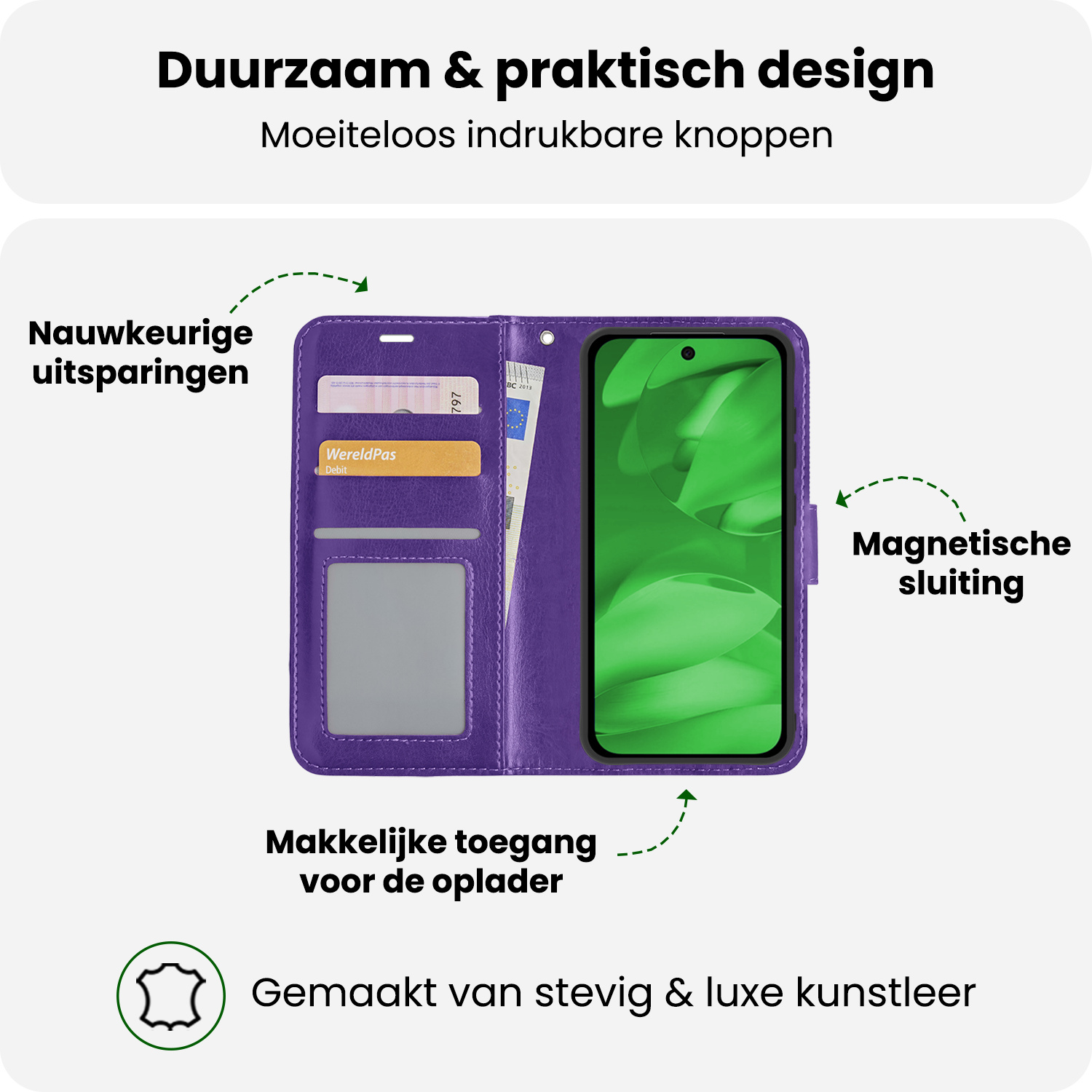 BASEY. BASEY. Google Pixel 9a Hoesje Bookcase Met 2x Screenprotector - Donkerblauw