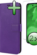 BASEY. BASEY. Google Pixel 9a Hoesje Bookcase Met 2x Screenprotector - Paars