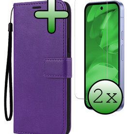 BASEY. BASEY. Google Pixel 9a Hoesje Bookcase Met 2x Screenprotector - Paars