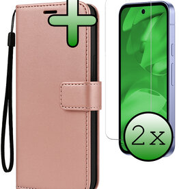 BASEY. BASEY. Google Pixel 9a Hoesje Bookcase Met 2x Screenprotector - Rose Goud