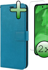 BASEY. BASEY. Google Pixel 9a Hoesje Bookcase Met 2x Screenprotector - Turquoise