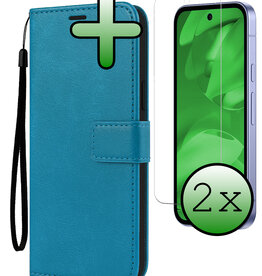 BASEY. BASEY. Google Pixel 9a Hoesje Bookcase Met 2x Screenprotector - Turquoise